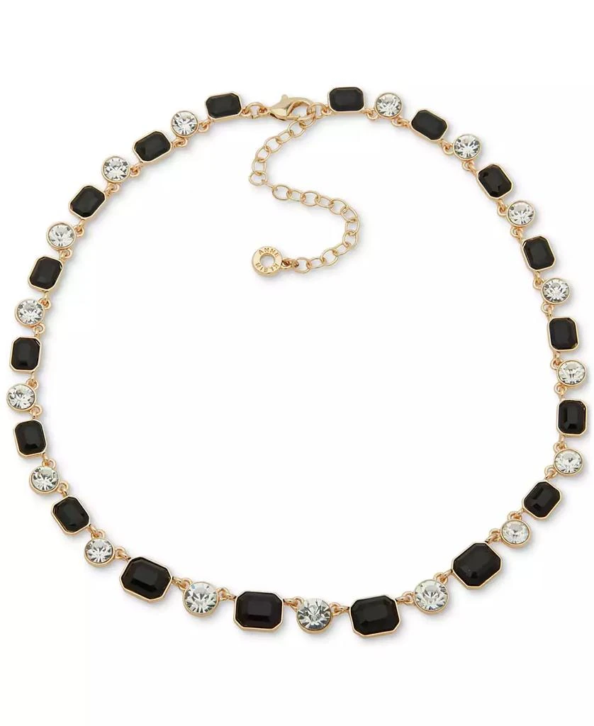 商品Anne Klein|Gold-Tone Jet Stone & Crystal Alternating Link Collar Necklace, 16" + 3" extender,价格¥203,第1张图片