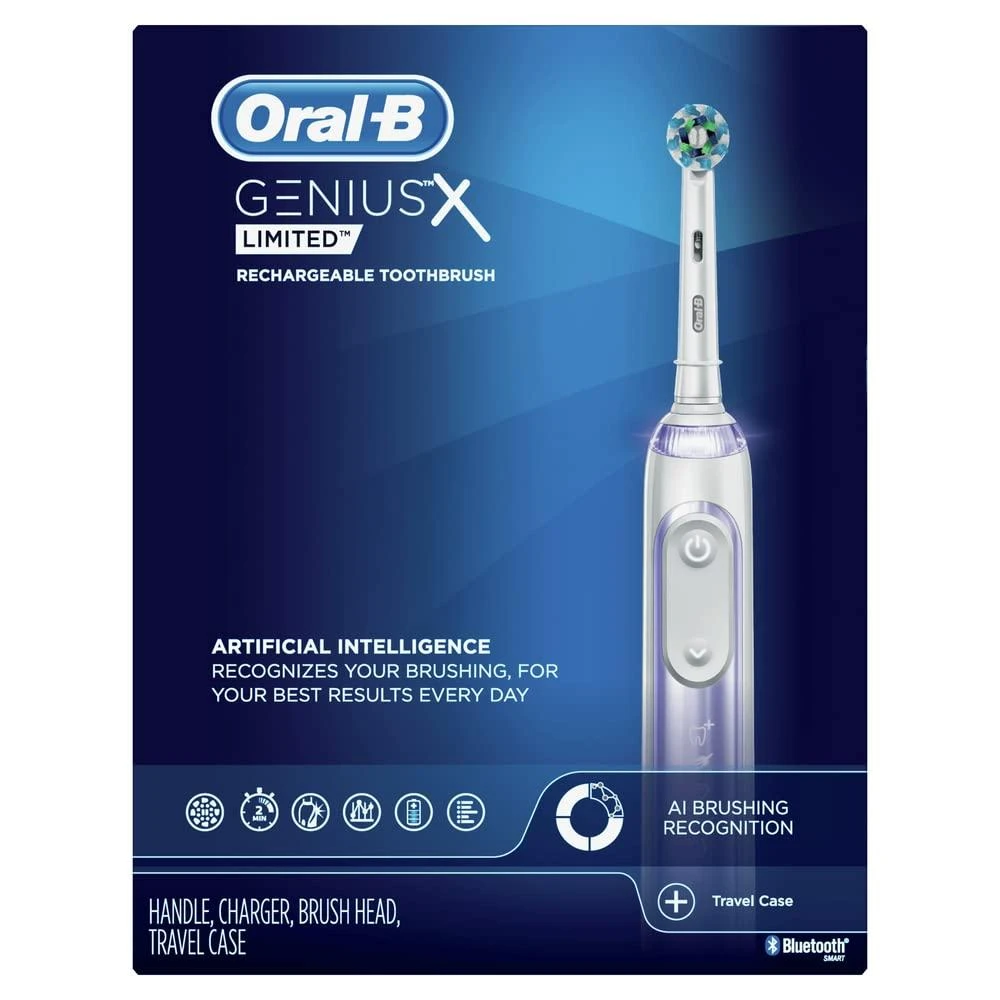 Oral-B Genius X Rechargeable Electric Powered Toothbrush with AI, Orchid Purple with 2 Brush Heads and Travel Case - Visible Pressure Sensor to Protect Gums – 6 Brushing Modes - 2 Minute Timer 商品