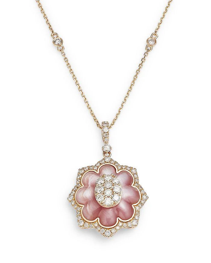商品Bloomingdale's|Mother of Pearl & Diamond Flower Pendant Necklace in 14K Yellow Gold, 18"- 100% Exclusive,价格¥29850,第3张图片详细描述