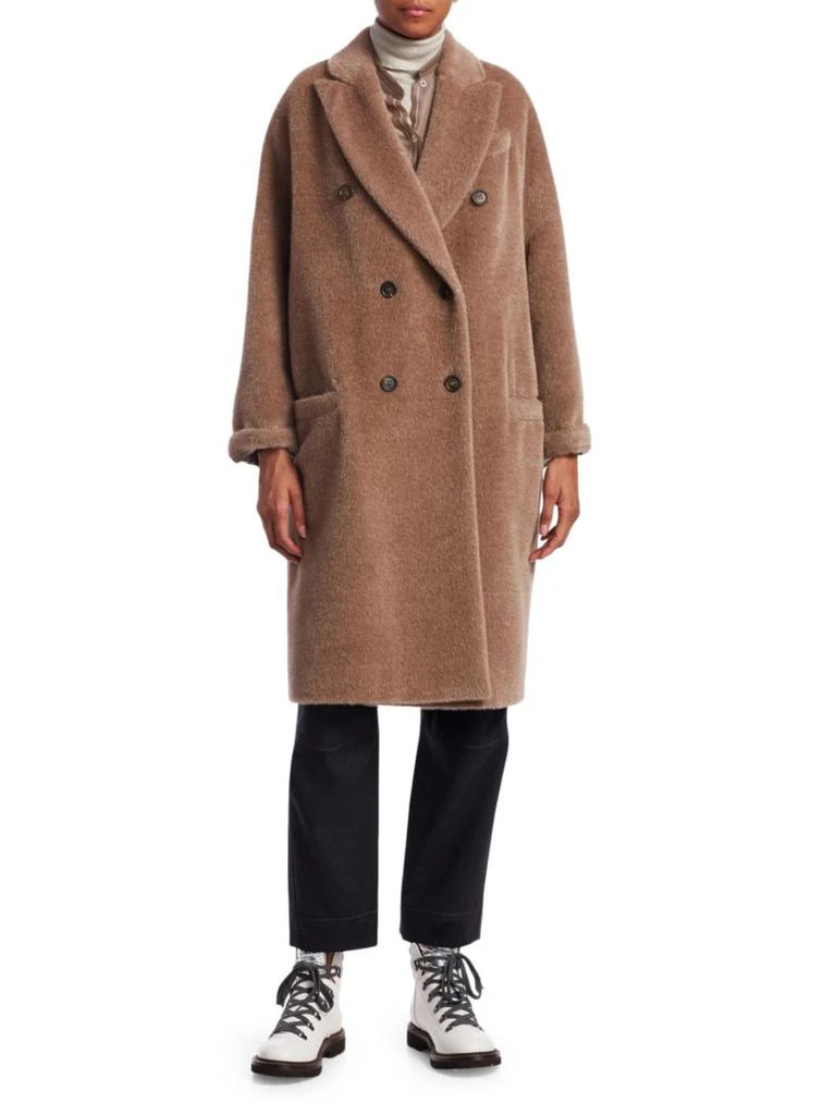 商品Brunello Cucinelli|Alpaca & Wool Double Breasted Teddy Overcoat,价格¥31247,第2张图片详细描述