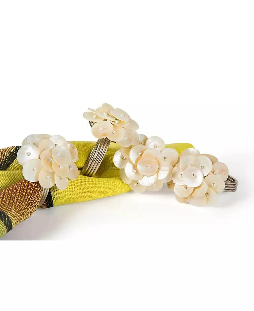 商品Manor Luxe|Mother of Pearl Elegant Flower Metal Napkin Rings, Set of 4,价格¥487,第1张图片