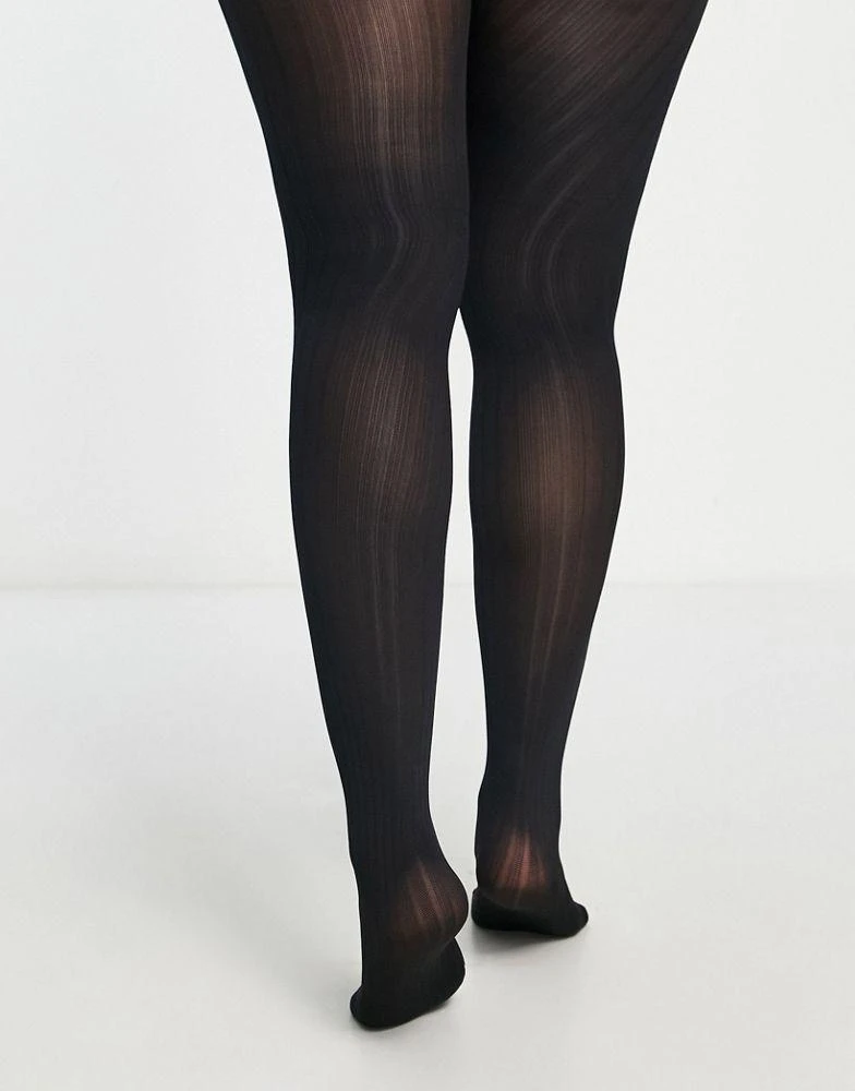 商品ASOS|ASOS DESIGN Curve ribbed tights in black,价格¥76,第2张图片详细描述