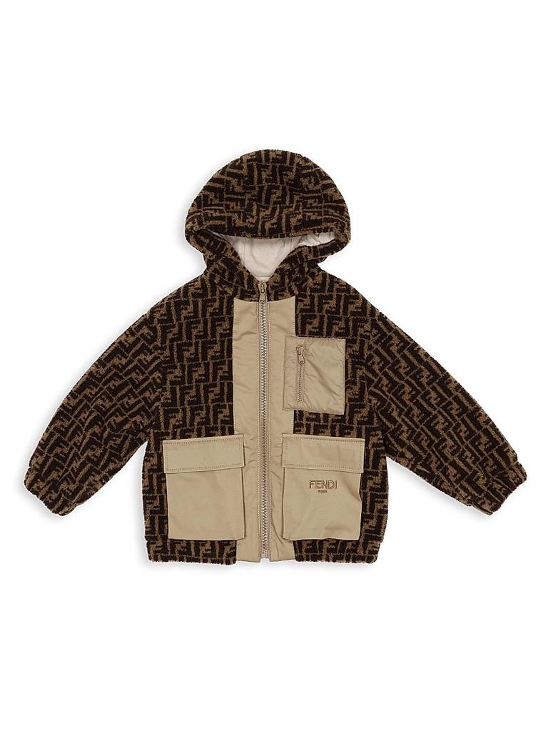 商品Fendi|Kid's FF Logo Sherpa Hooded Jacket,价格¥9066,第1张图片