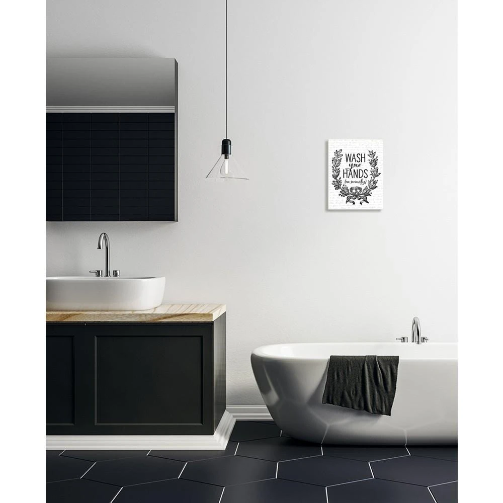 商品Stupell Industries|Wash Your Hands Seriously Elegant Bathroom Word Design Wall Plaque Art, 10" x 15",价格¥385,第2张图片详细描述