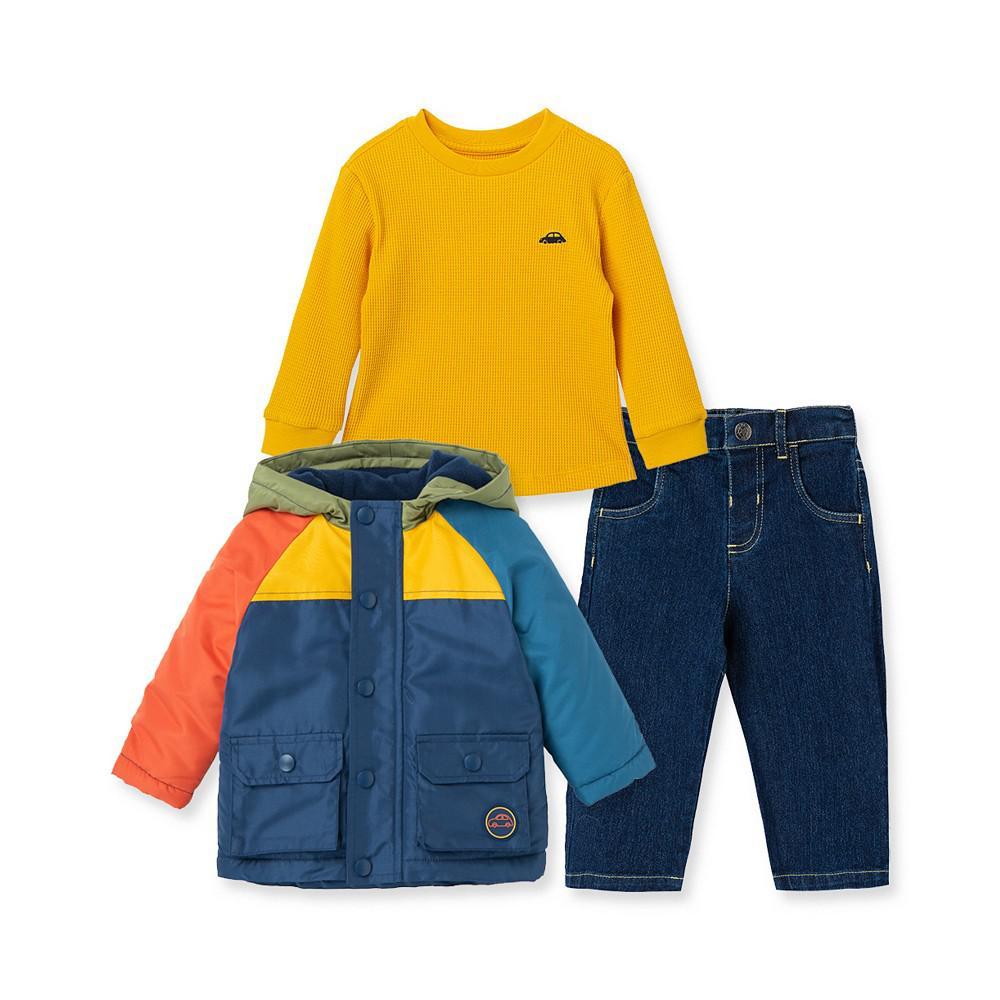 商品Little Me|Baby Boys Colorblock Jacket, T-shirt and Jeans, 3-Piece Set,价格¥377,第1张图片