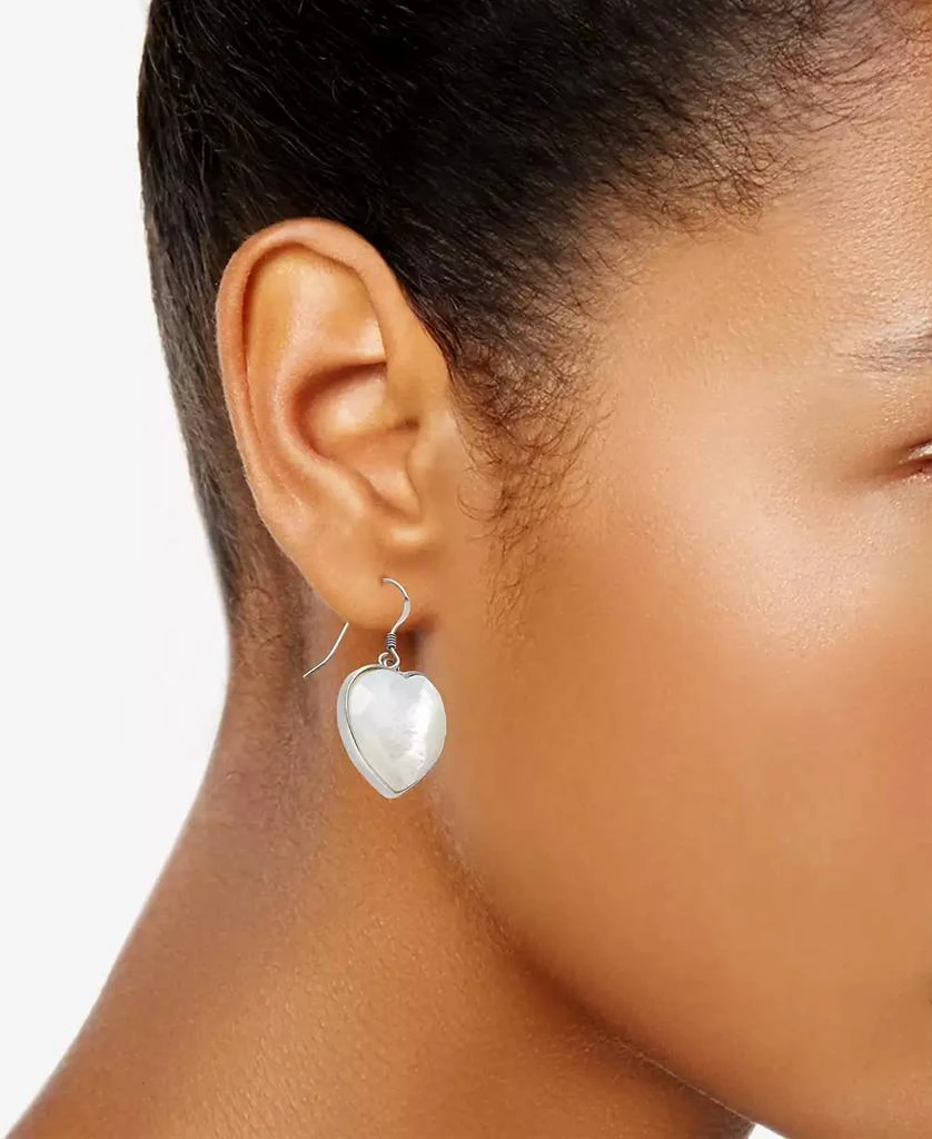 商品Macy's|Mother-of-Pearl Heart Drop Earrings in Sterling Silver,价格¥526,第2张图片详细描述