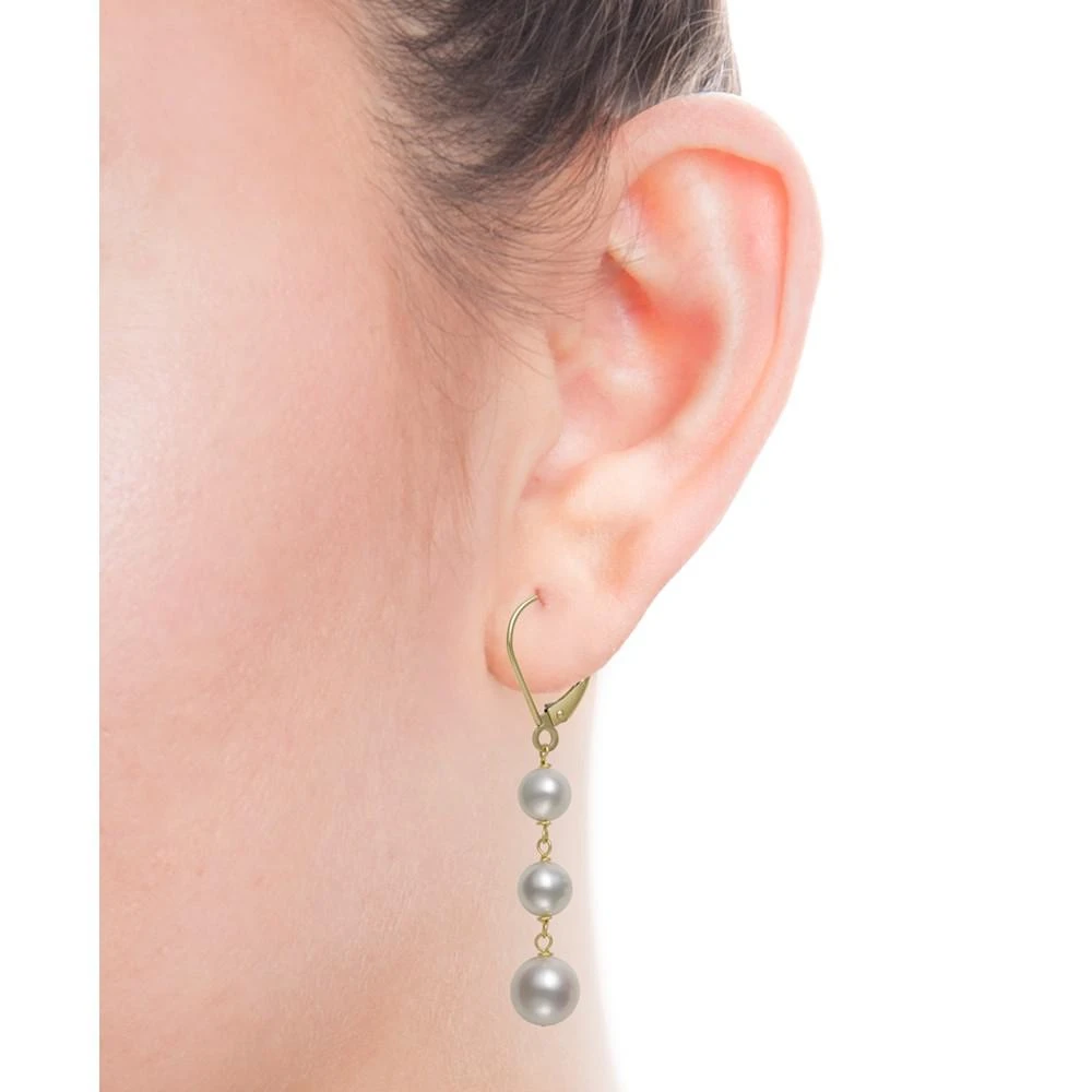商品Belle de Mer|White Cultured Freshwater Pearl (5-8 mm) Leverback Earrings in 14k Yellow Gold. Also available in black, pink, white pink lavender multi and white gray black multi.,价格¥2789,第2张图片详细描述