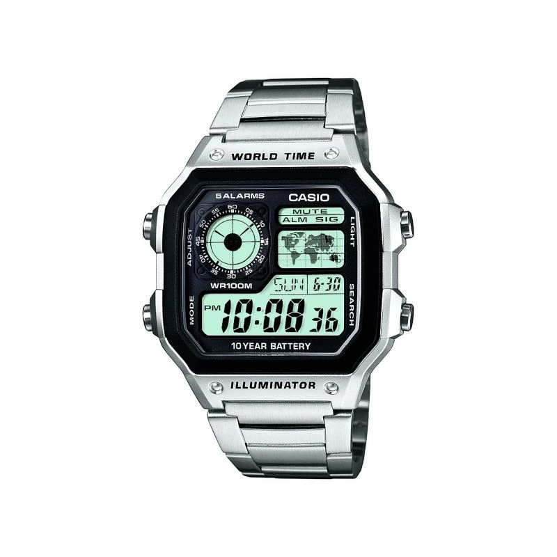 商品Casio|Mens Casio World Time Alarm Chronograph Watch AE-1200WHD-1AVEF 卡西欧手表,价格¥463,第1张图片