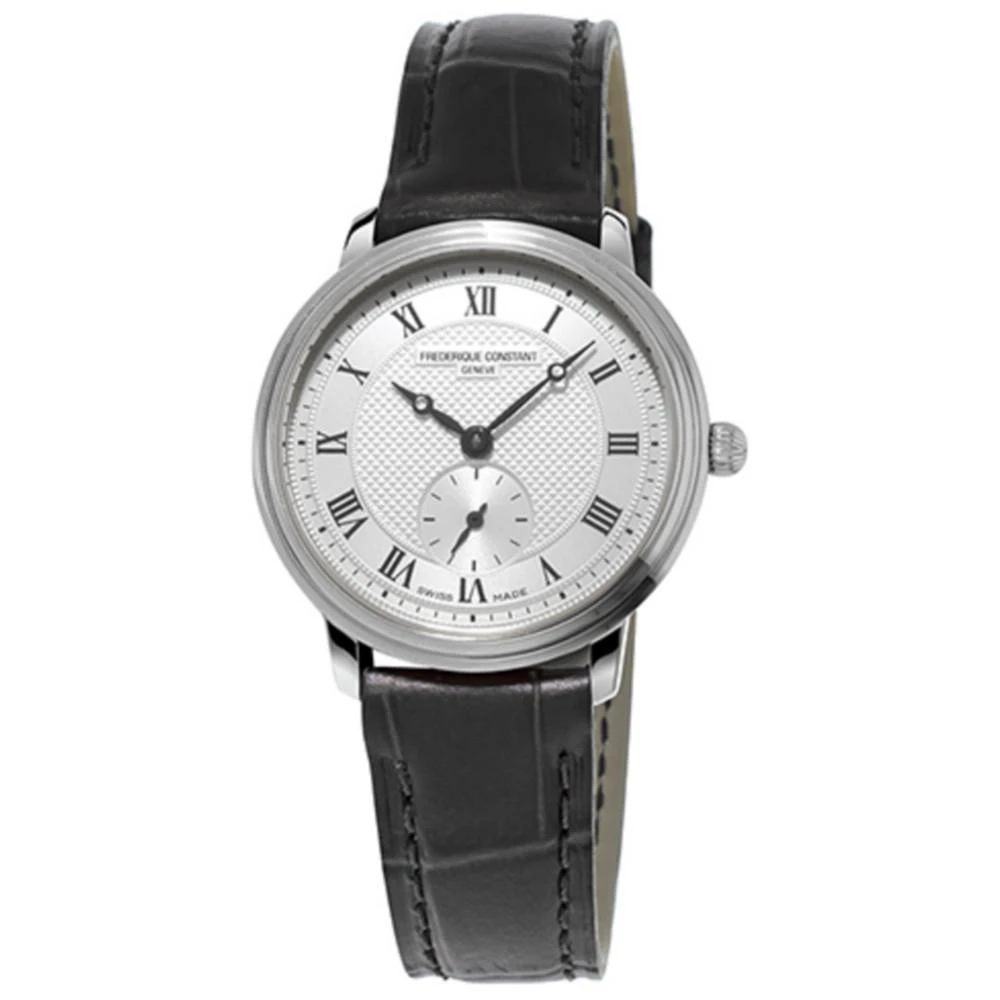 商品Frederique Constant|Women's Swiss Slimline Small Seconds Black Leather Strap Watch 29mm,价格¥5941,第1张图片