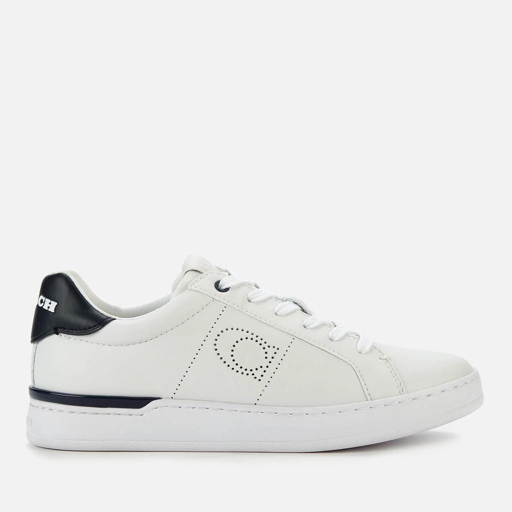 商品Coach|Coach Women's Lowline Leather Cupsole Trainers - Optic White/Midnight Navy,价格¥648,第1张图片