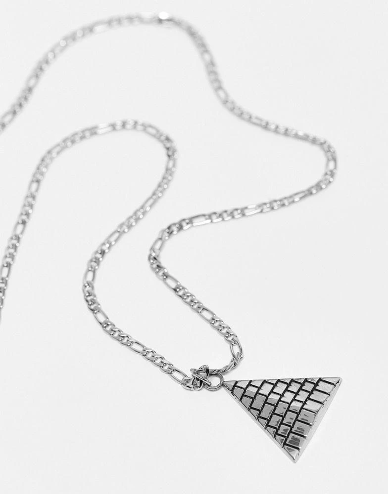商品ASOS|ASOS DESIGN waterproof stainless steel necklace with pyramid pendant in silver tone,价格¥157,第3张图片详细描述
