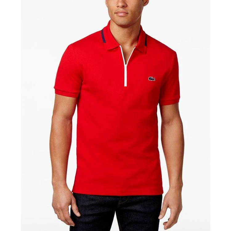 商品Lacoste|Men's Slim Fit Polo With Zip Pocket, Made in France,价格¥428,第1张图片
