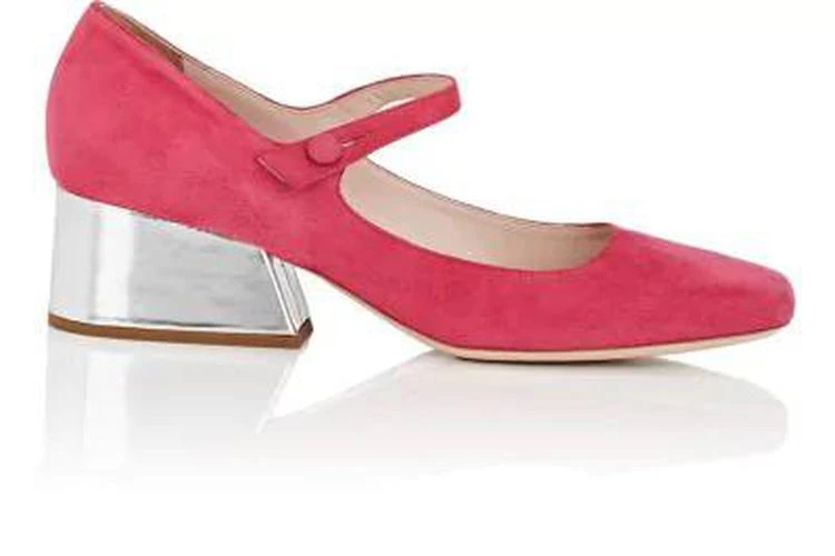 商品Miu Miu|Suede Mary Jane Pumps,价格¥3193,第1张图片