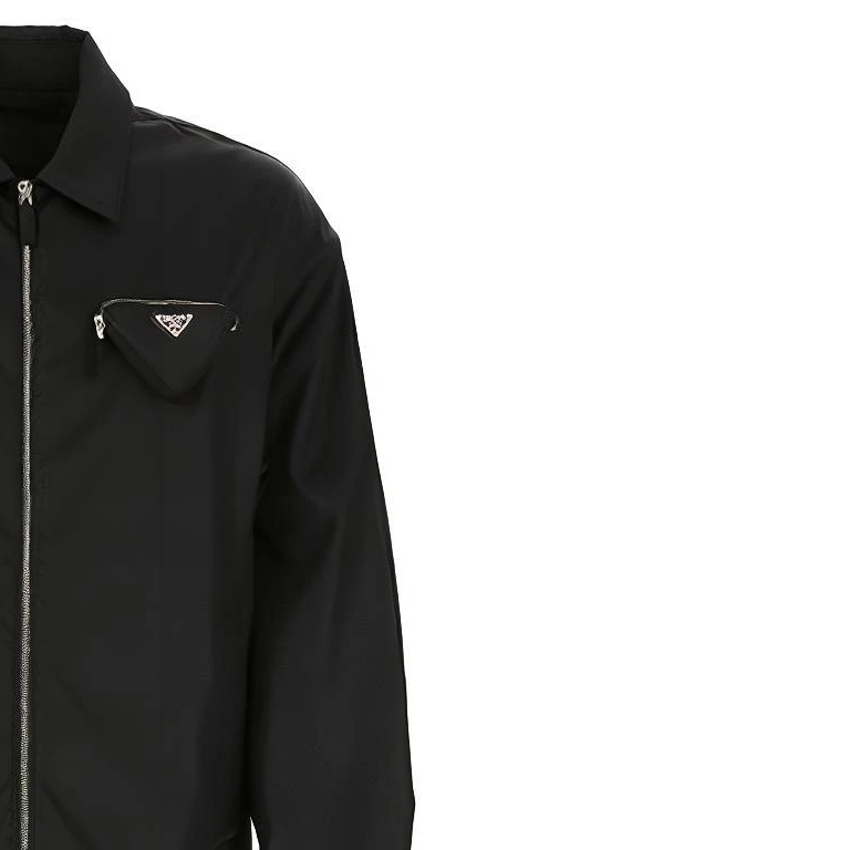 商品[国内直发] Prada|普拉达 FW21 休闲翻领徽标logo拉链夹克外套 男款 黑色,价格¥11911,第6张图片详细描述