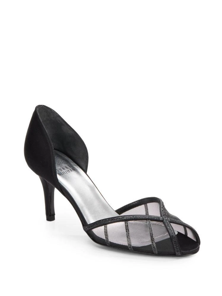 商品Stuart Weitzman|Radiance Rhinestone-Trimmed Satin Pumps,价格¥786,第1张图片