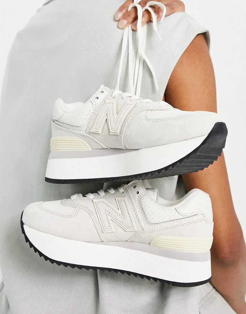 商品New Balance|New Balance 574 chunky platform trainers in white,价格¥910,第3张图片详细描述