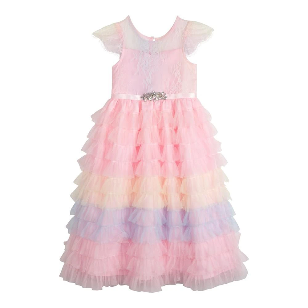 商品Rare Editions|Little Girls Short Sleeve Tiered Ombre Party Dress,价格¥273,第3张图片详细描述