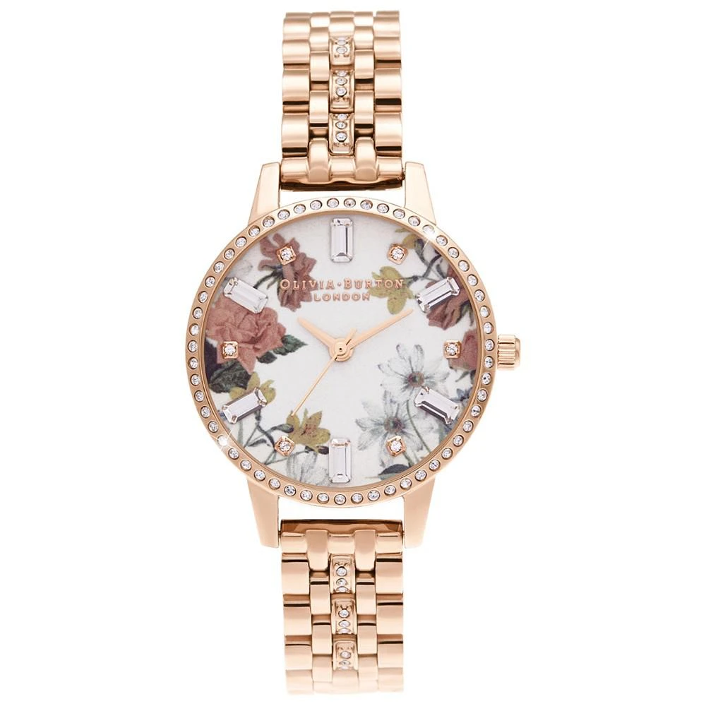 商品Olivia Burton|Women's Sparkle Floral Rose Gold-Tone Bracelet Watch 30mm,价格¥1320,第1张图片