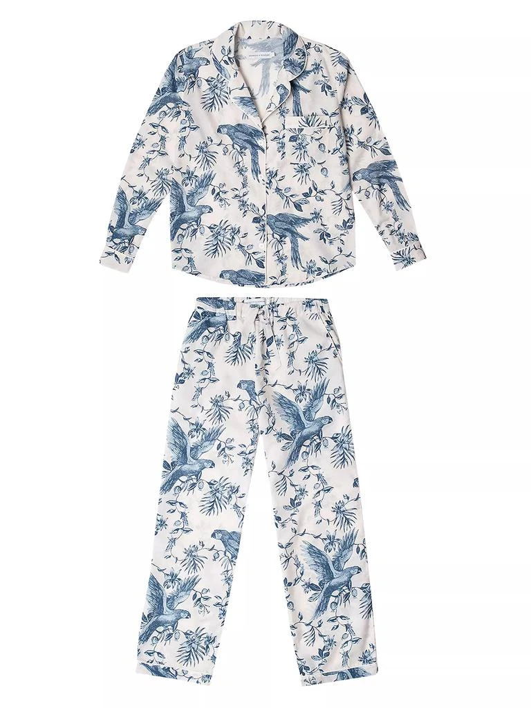 商品Desmond & Dempsey|Bromley Parrot Cotton Long Pajama Set,价格¥1823,第1张图片