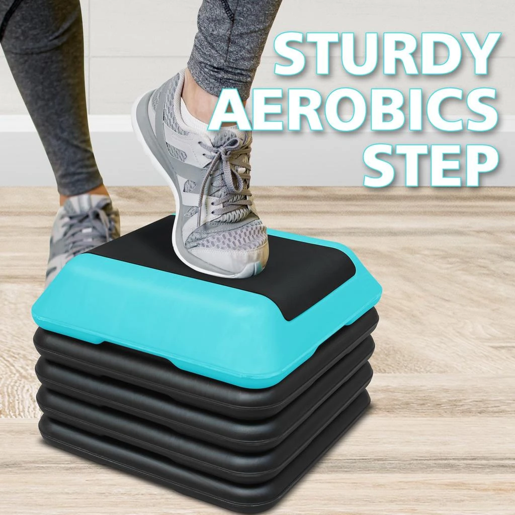 Streamdale Height-Adjustable Step Aerobics Platform Fitness Equipment Stepper Trainer Exercise Step Platform with 4 Riser Green 商品