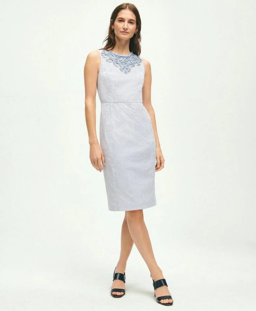 商品Brooks Brothers|Stretch Cotton Seersucker Sheath Dress,价格¥1144,第1张图片