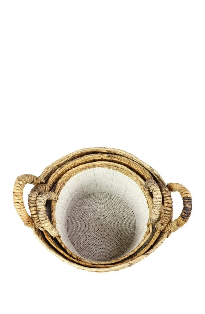商品GINGER BIRCH STUDIO|White Seagrass Handmade Two-Tone Storage Basket with Handles - Set of 3,价格¥1082,第5张图片详细描述