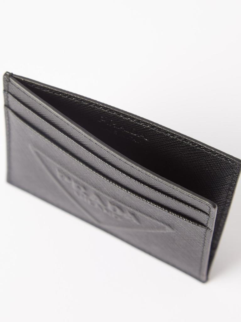 Embossed triangle-logo leather cardholder商品第4张图片规格展示