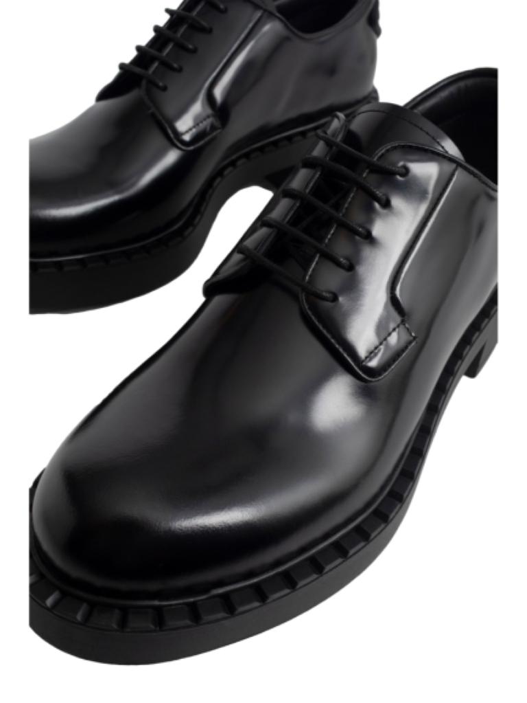 PRADA women's black leather brushed leather derby shoes商品第7张图片规格展示