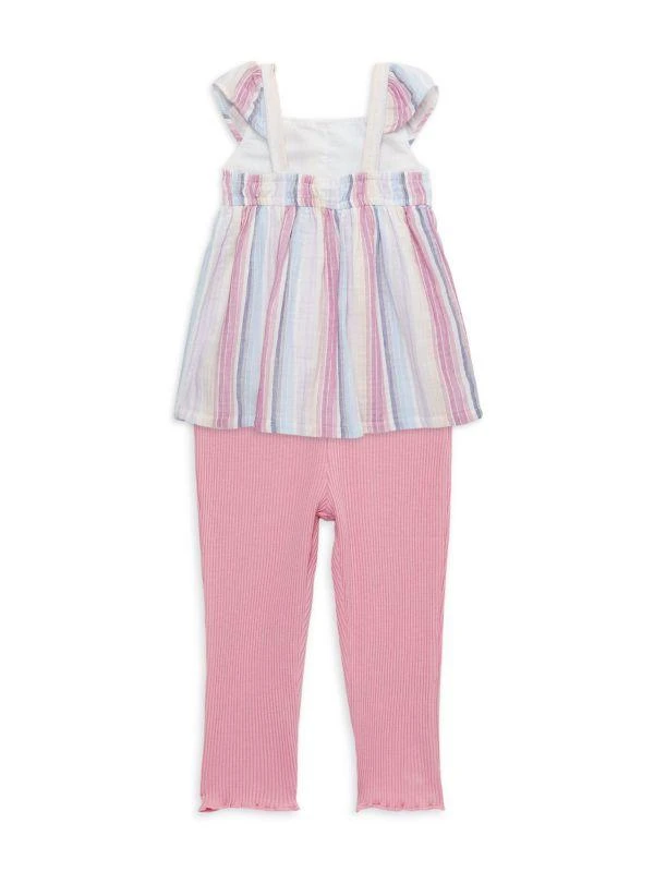 商品Calvin Klein|Little Girl's 2-Piece Striped Top & Capri Leggings Set,价格¥114,第2张图片详细描述