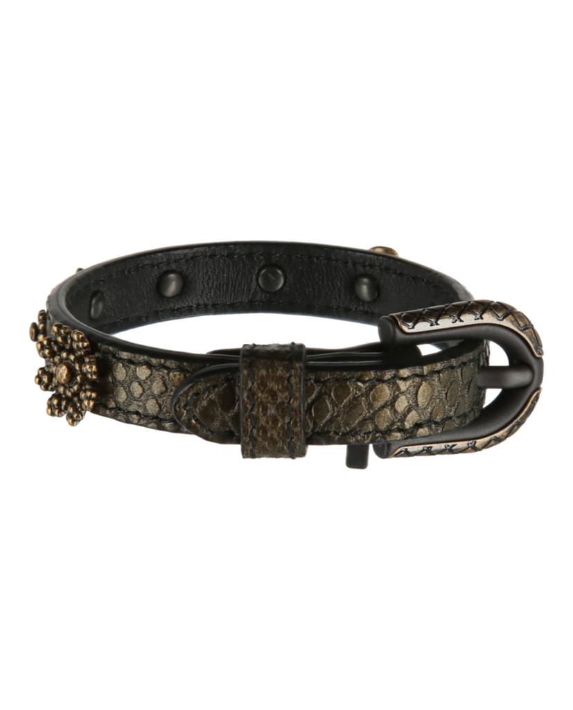 Floral Embellished Leather Bracelet商品第1张图片规格展示