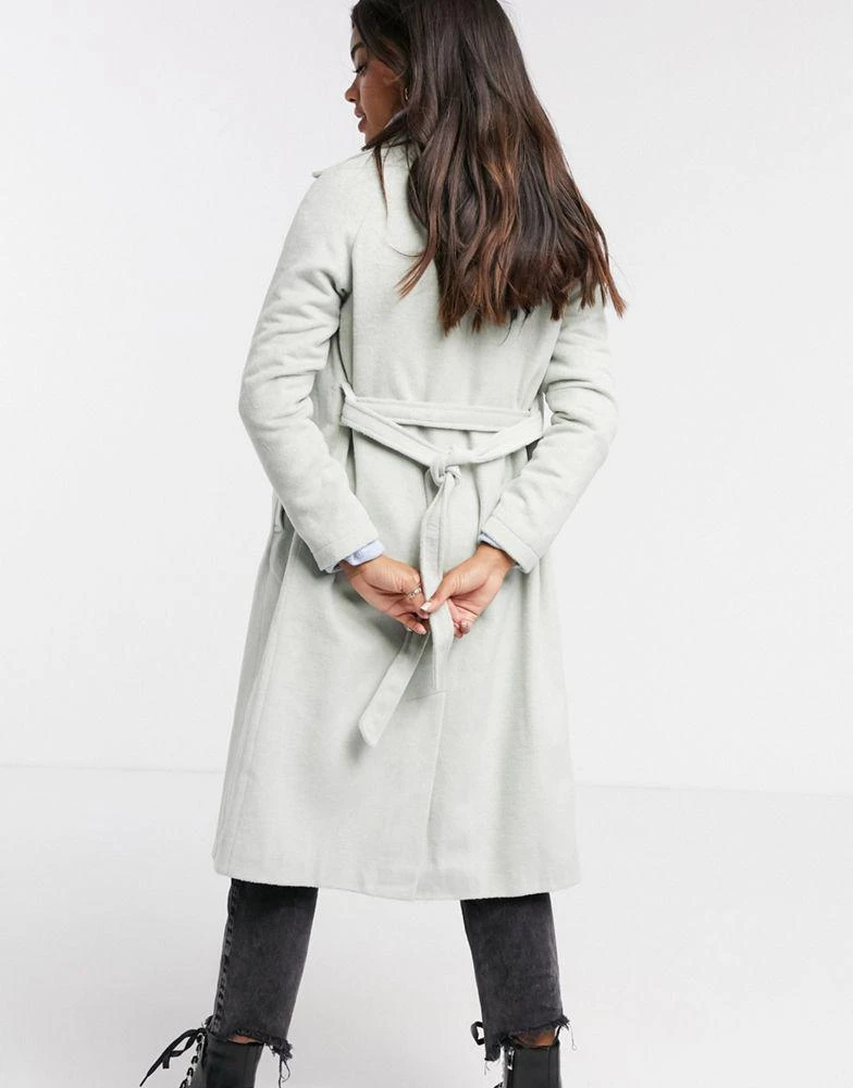商品Liquorish|Liquorish wrap coat in duck egg blue,价格¥277,第2张图片详细描述