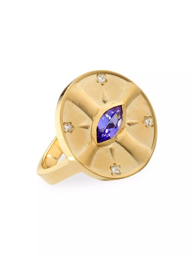 商品Elizabeth Moore|Eye Of The Sun 14K Yellow Gold, Tanzanite, & Diamond Ring,价格¥22330,第1张图片
