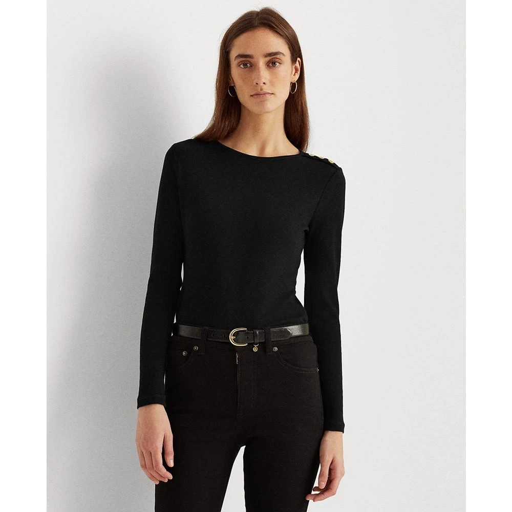 商品Ralph Lauren|Long-Sleeve Button-Shoulder Top,价格¥61,第1张图片