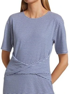 商品Theory|Front Twist Stripe Linen Cotton Tee Dress,价格¥519,第4张图片详细描述