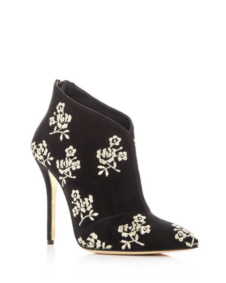 商品Oscar de la Renta|Oscar de la Renta Women's Elkin Embroidered Suede High Heel Booties,价格¥3861,第1张图片