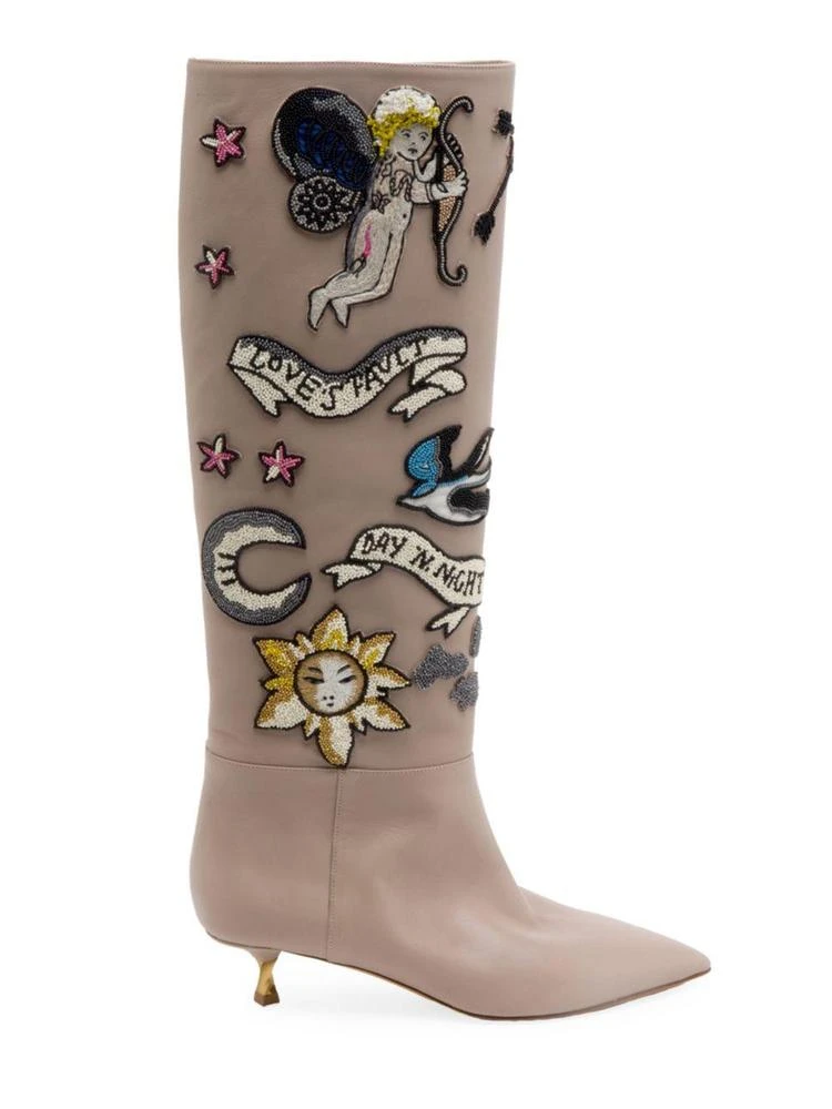 商品Valentino|Twisteel Tall Beaded Leather Boots,价格¥11831,第5张图片详细描述