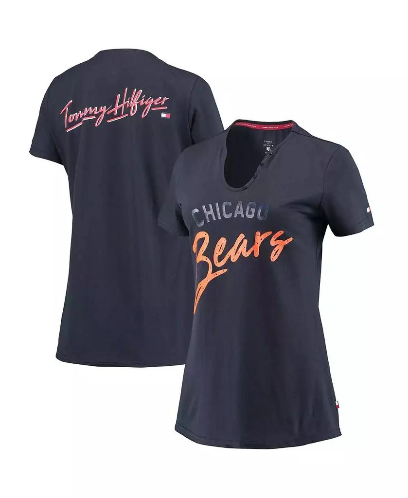 商品Tommy Hilfiger|Women's Navy Chicago Bears Riley V-Neck T-shirt,价格¥196,第1张图片