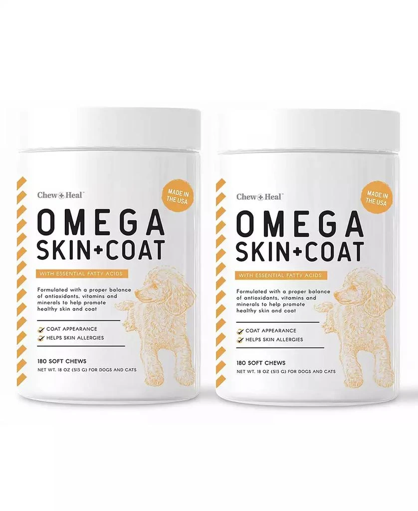 商品Chew + Heal|Omega Skin + Coat Fish Oil Supplement for Dogs - 360 Delicious Chews,价格¥350,第1张图片