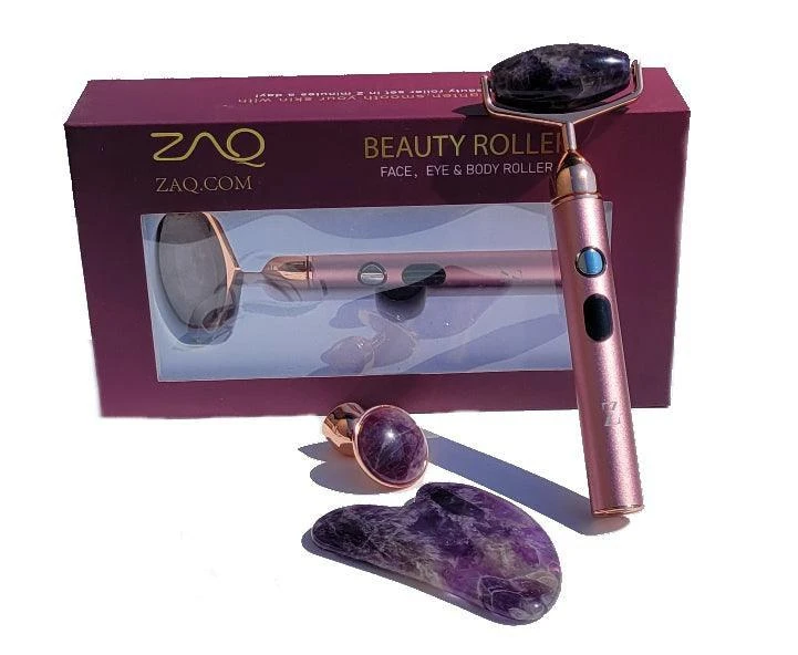 商品ZAQ|Sana Amethyst Vibrating Changeable Face Rollers With Gua Sha,价格¥377,第2张图片详细描述