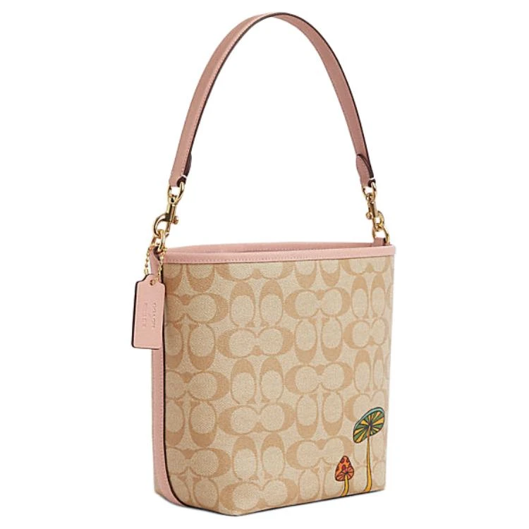 商品[国内直发] Coach|蔻驰 x OBSERVED BY US 联名款 City 17 经典标志品牌徽标 人造革拼牛剖层革 水桶包手提单肩斜挎包 小号 女款 浅卡其色,价格¥2146,第3张图片详细描述