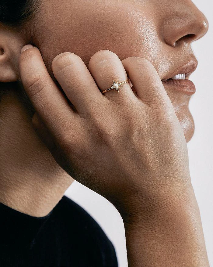 商品Shashi|Celestina Pavé & Swarovski Pearl Starburst Ring in 14K Gold Plated Sterling Silver,价格¥260,第2张图片详细描述