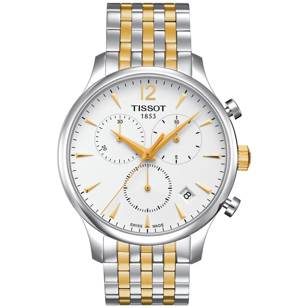 商品Tissot|Men's Swiss Chronograph Tradition Two-Tone Stainless Steel Bracelet Watch 42mm T0636172203700,价格¥3113,第1张图片