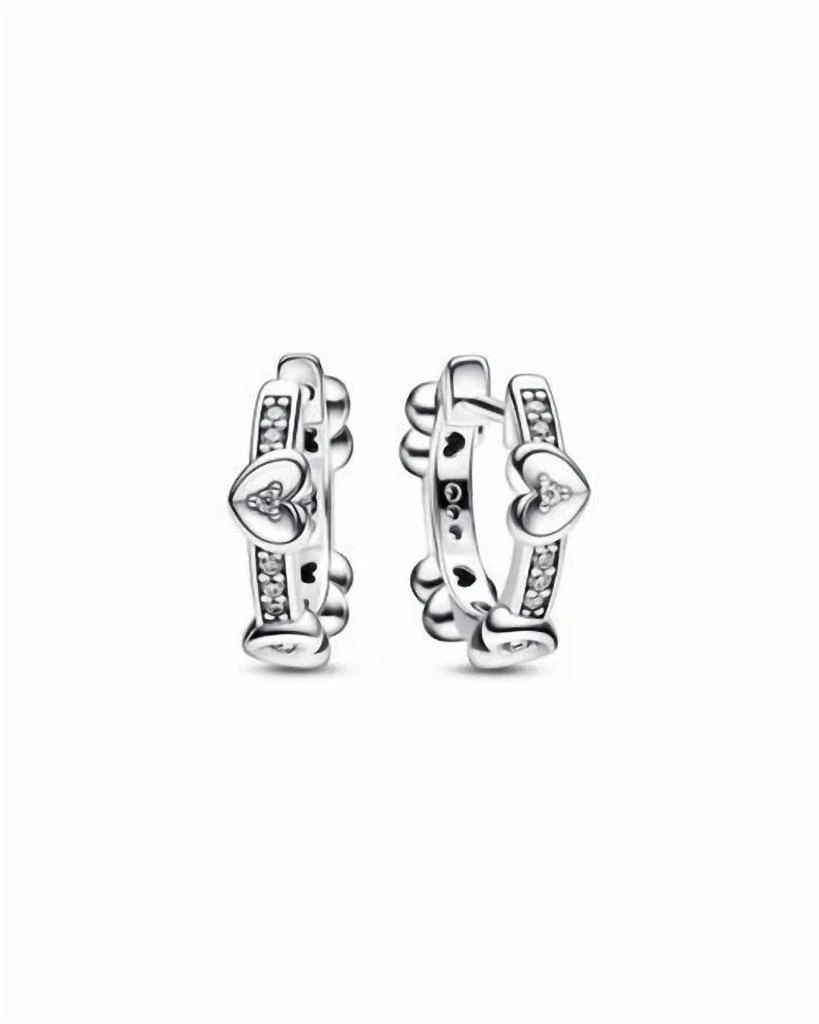 商品PANDORA|Women's Heart Hoop Earrings In Sterling Silver,价格¥627,第1张图片