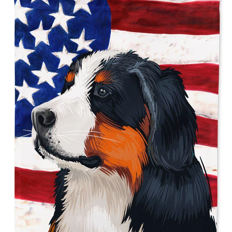 商品Caroline's Treasures|28 x 40 in. Polyester Bernese Mountain Dog American Flag Flag Canvas House Size 2-Sided Heavyweight,价格¥329,第1张图片