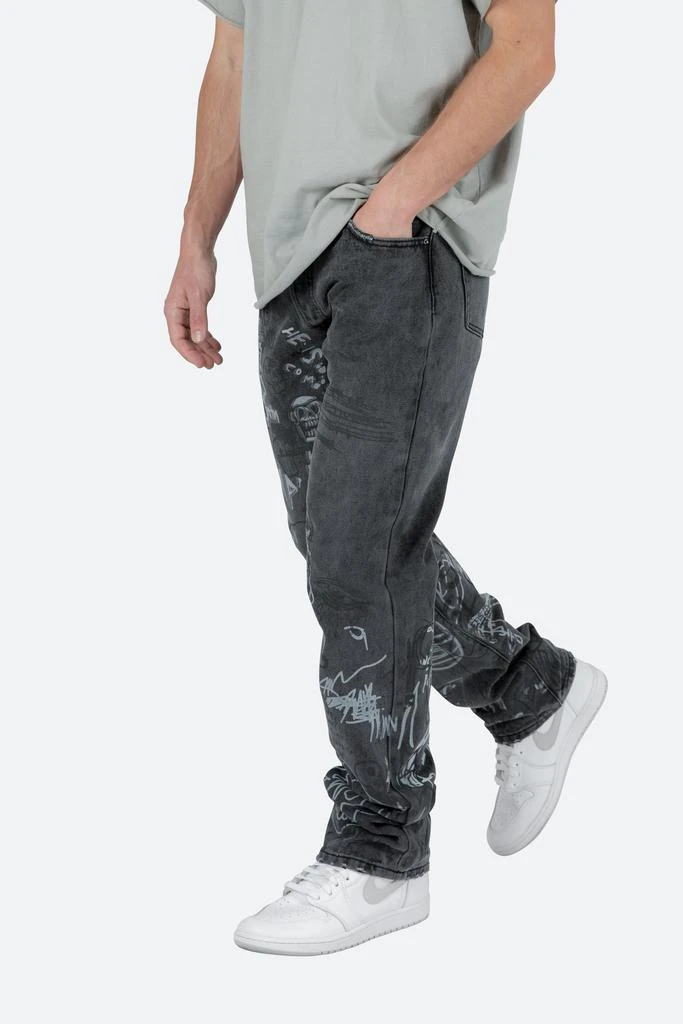 商品MNML|V443 Terry Grave Baggy Denim - Black,价格¥422,第2张图片详细描述