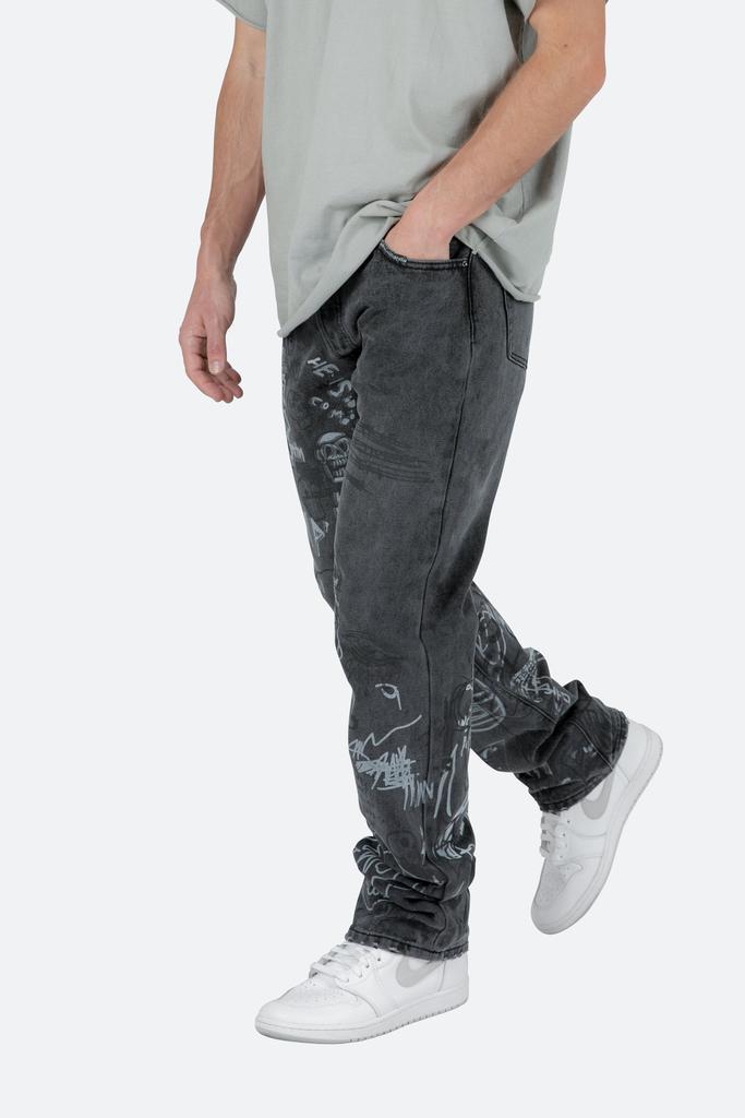 商品MNML|V443 Terry Grave Baggy Denim - Black,价格¥276,第4张图片详细描述