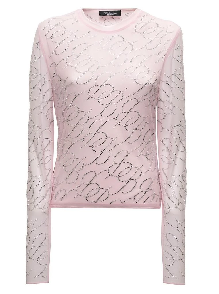 商品BLUMARINE|Blumarine Tulle Rhinestone Monogram Embellished Top,价格¥1672,第1张图片