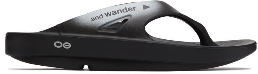 商品And Wander|Black OOFOS Edition Recovery Sandals,价格¥1162,第1张图片