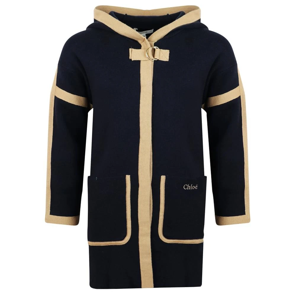 商品Chloé|Navy & Beige Knitted Hooded Jacket,价格¥1288,第1张图片