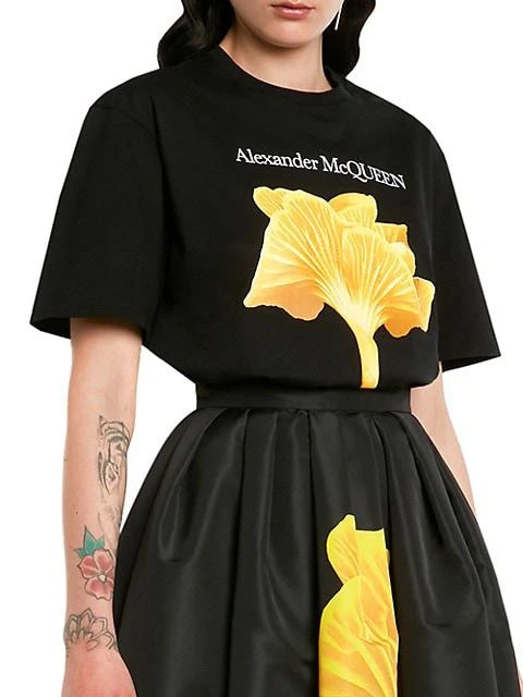 商品Alexander McQueen|Short-Sleeve Mushroom Graphic T-Shirt,价格¥2927,第4张图片详细描述